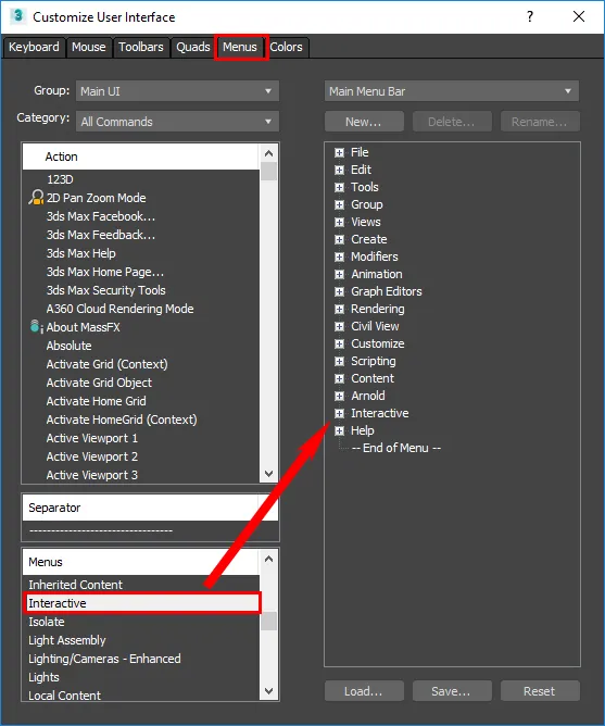 Autodesk 3ds Max Interface